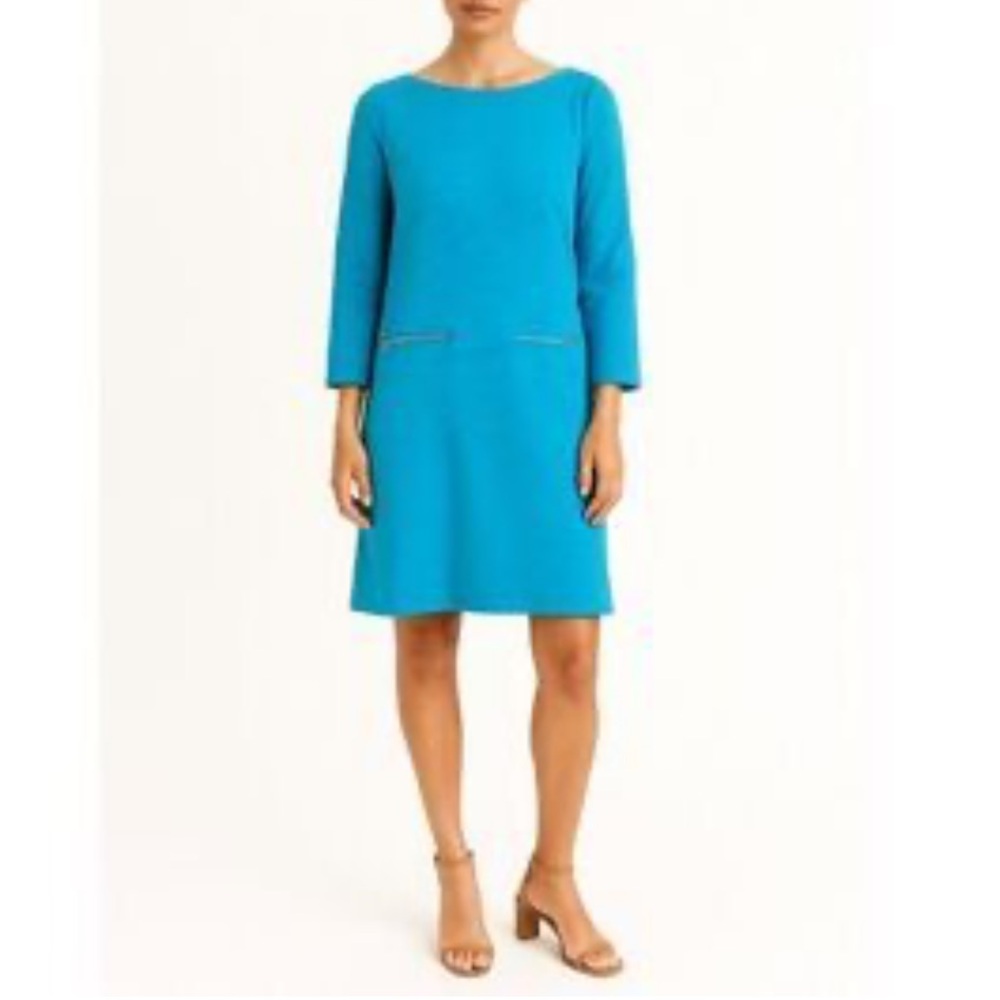 Talbots - Vibrant Turquoise Cotton Dress with Zipper Pockets - Size Large